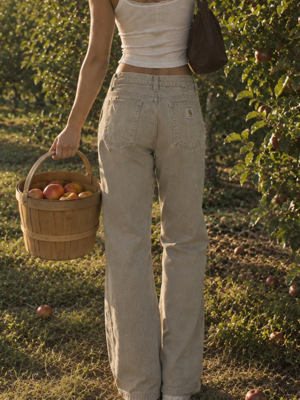 Carhartt Beige High-Rise Straight-Leg Jeans